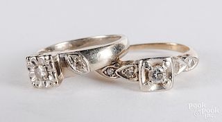 Two 14K gold and diamond rings, 3.3 dwt.