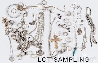 Mostly sterling silver jewelry.