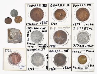 Foreign coins, mostly British.