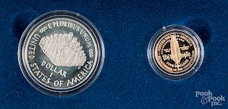 US silver and gold constitution coin set.