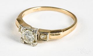14K gold and diamond ring, size 7, 1.3 dwt.