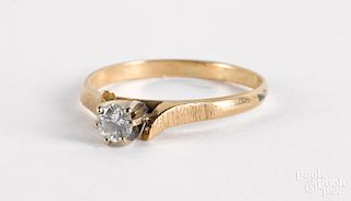 14K gold diamond solitaire ring, 1.2 dwt.