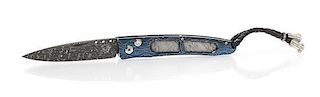 A Damascus Stainless Steel, Meteorite and Diamond Pocket Knife, William Henry, 21.10 dwts.
