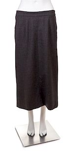An HermËs Grey Wool Sheath Skirt, Size 46.