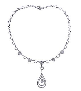 18k Gold 7ctw Diamond Pendant Necklace 