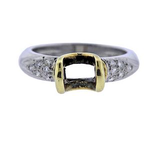 18k Gold Platinum  Diamond Engagement Ring Setting 