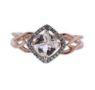 10k Rose Gold Morganite Diamond Ring 
