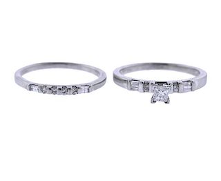 Platinum Diamond Engagement Wedding Ring Set 