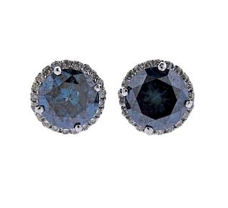 14k Gold 2.37ctw Blue Diamond Stud Earrings 
