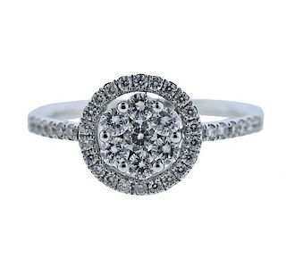 14K Gold Diamond Halo Engagement Ring