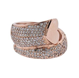 14K Gold Diamond Heart Bypass Ring