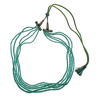 183ctw Emerald Bead Multi Strand Necklace 