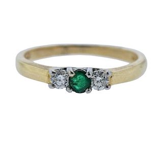 14k Gold Platinum Diamond Emerald Ring 