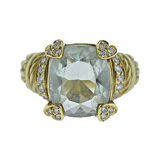 Judith Ripka 18k Gold Diamond Gemstone Ring 