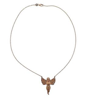 Nova 14k Gold Diamond Angel Pendant Necklace 