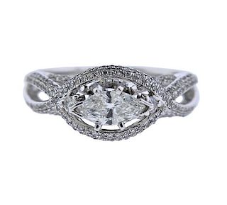 10k Gold Marquise Diamond Engagement Ring 