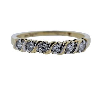 14k Gold Diamond 6 Stone Ring 