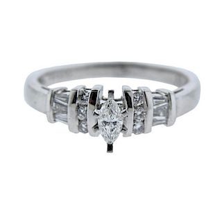 Platinum Marquise Diamond Engagement Ring 