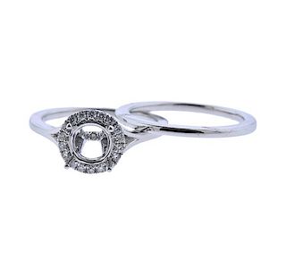 14k Gold Diamond Halo Engagement Setting Wedding Ring 