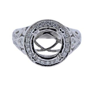 14k Gold Openwork Diamond Engagement Ring Setting 