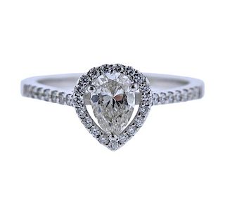 14k Gold Pear Diamond Engagement Ring 