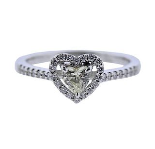 14K Gold Diamond Heart Engagement Ring