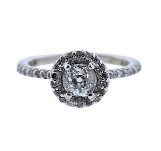 14K Gold Diamond Engagement Halo Ring