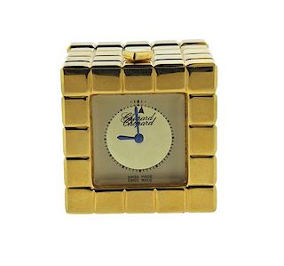 Chopard Ice Cube Gold Tone Steel Travel Alarm Clock