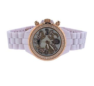 TechnoMarine JPM Pink Ceramic Diamond MOP Watch 888C