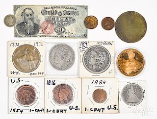 US coins, currency and medals, etc.