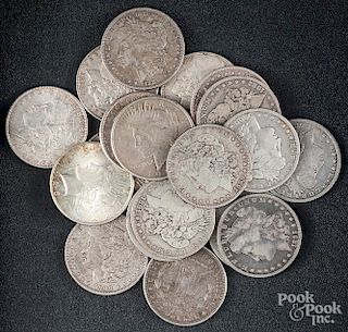 Sixteen Morgan silver dollars, etc.