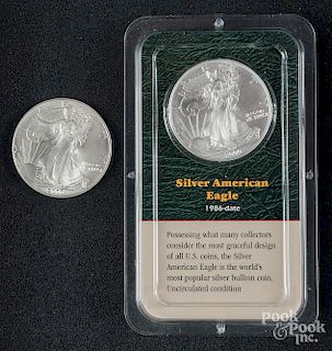 Three 1 ozt. fine silver coins.