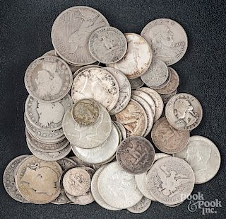 US coins, mostly silver, to include a Peace dollar
