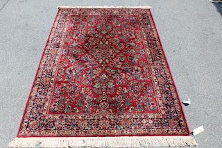 Antique Wool Sarouk Style Roomsize Carpet.