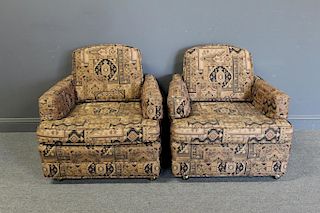MIDCENURY. Pair of Upholstered Club Chairs Chairs.