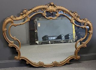Antique Baroque Style Gilt Wood Mirror.