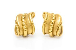 A Pair of 18 Karat Yellow Gold Earclips, Barry Kieselstein-Cord, 20.30 dwts.
