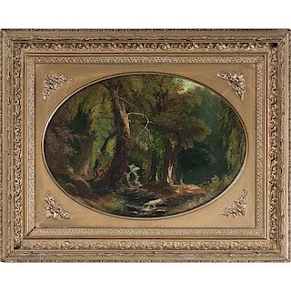 American Painting of a Wooded Scene