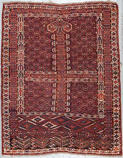 Antique Yomud Turkmen Ensi Rug: 4'10'' x 6'2''