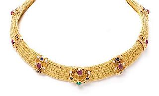 A Yellow Gold and Multi Gem Necklace, Lalaounis, 65.50 dwts.
