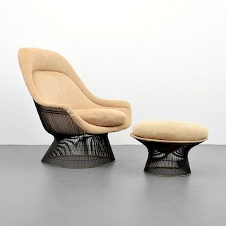 Warren Platner Bronze Finish Lounge Chair & Ottoman