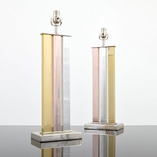 Pair of CITYSCAPE Style Lamps, Manner of Paul Evans