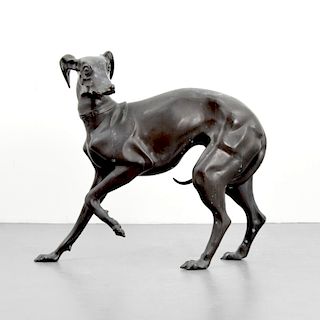 Monumental Bronze Greyhound/Whippet Sculpture
