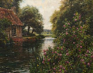 LOUIS ASTON KNIGHT, (American, 1873-1948), By the River, oil on canvas