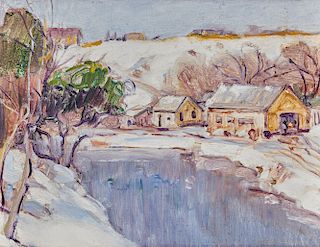 GEORGE GARDNER SYMONS, (American, 1863-1927), Winter Landscape, oil on board