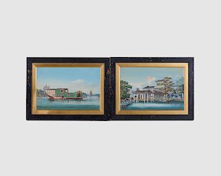 CHINA TRADE, (19th century), Pair of Paintings, watercolor and gouache