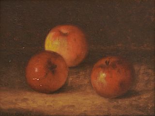 BRYANT CHAPIN, (American, 1859-1927), Still Life with Three Apples, 1910, oil on canvas