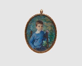 LAURA COOMBS HILLS, (American, 1859-1952), Portrait Miniature of William Bristow Gannett, 1930, watercolor