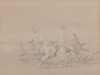 JOHN HENRY WILDE, (American, 1919-2006), Drawing (For Nighttime Festivities at the Contessa Sanseverini's), 1966, pencil