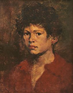 WILLIAM TURNER DANNAT, (American, 1853-1929), Boy in Red, 1874, oil on canvas